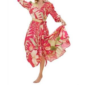 NEW POWDER wrap dress in tropical dark rose